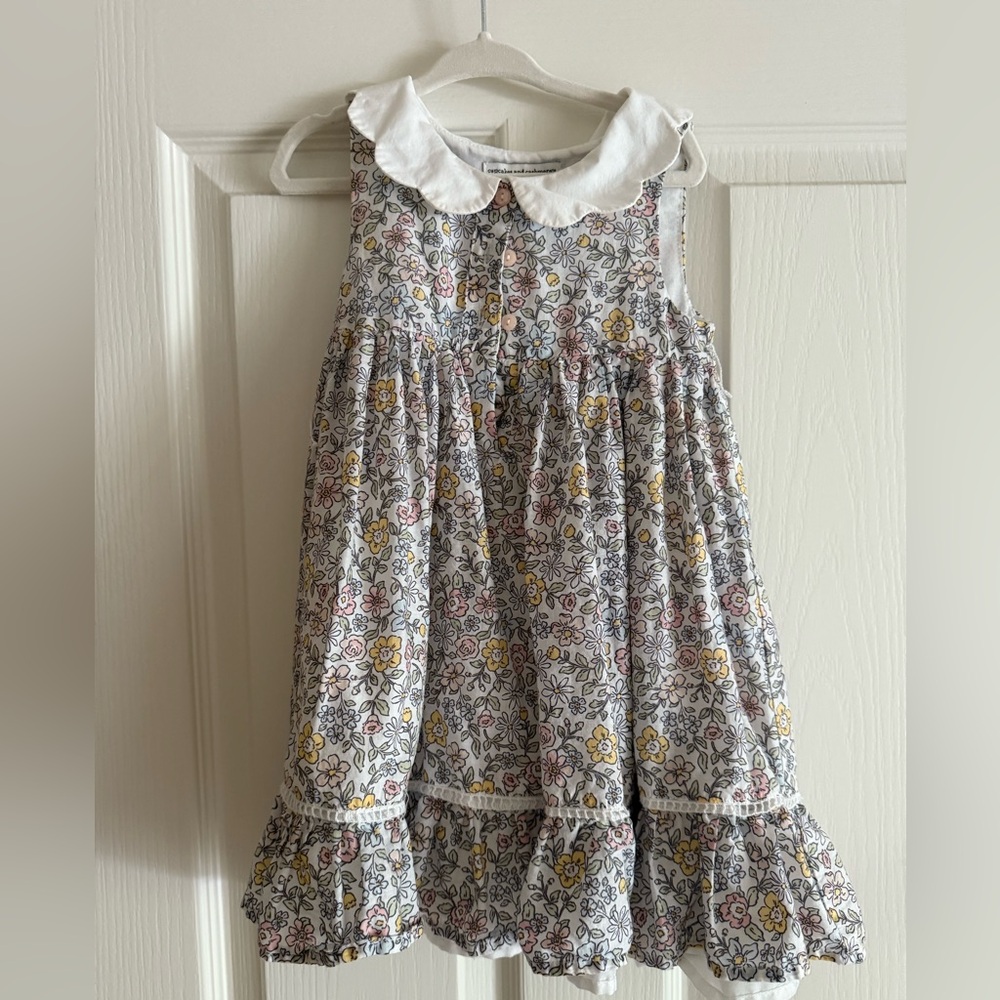cupcakes & cashmere Floral Kids Dress with White Collar